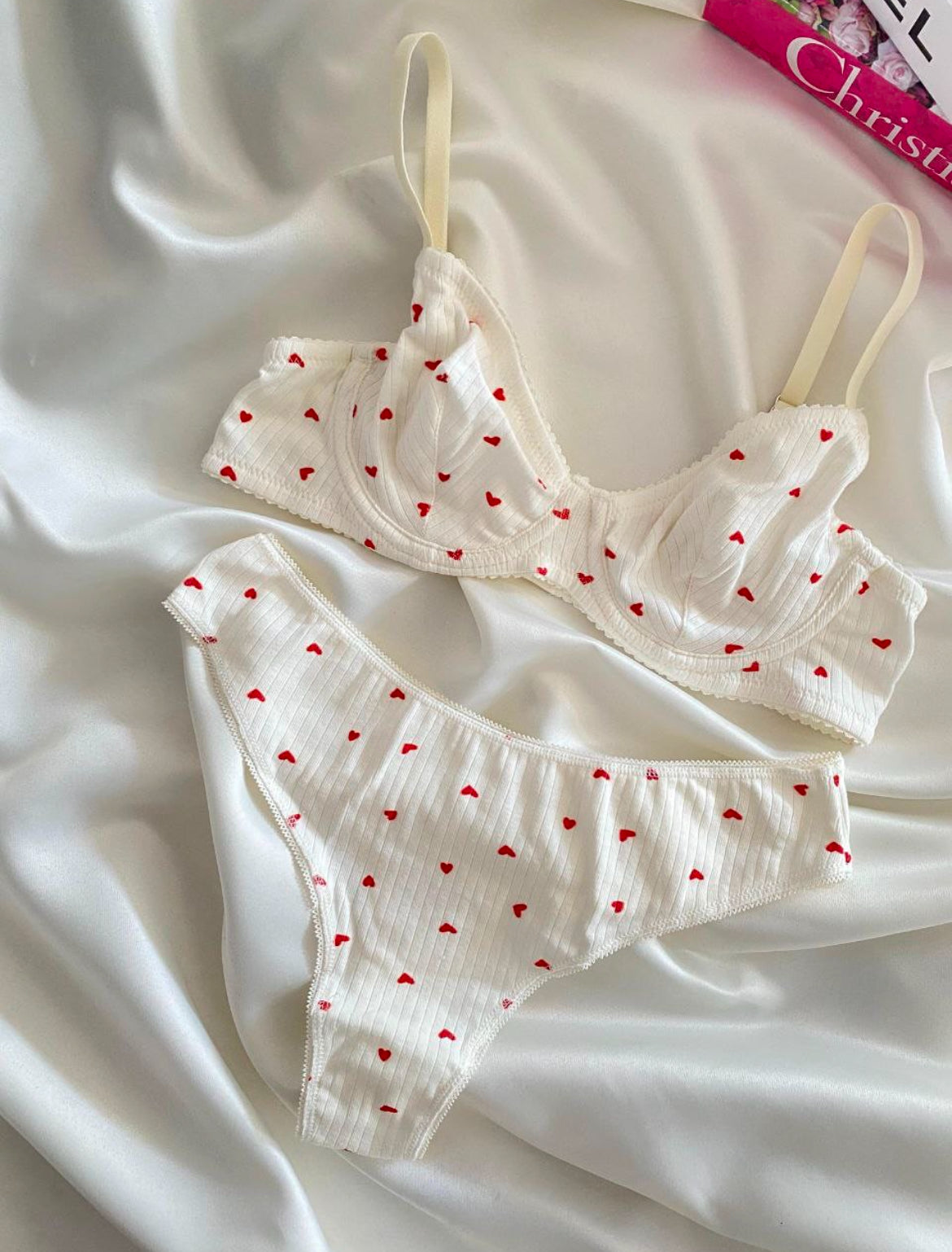 Hearts Cotton Bra Set