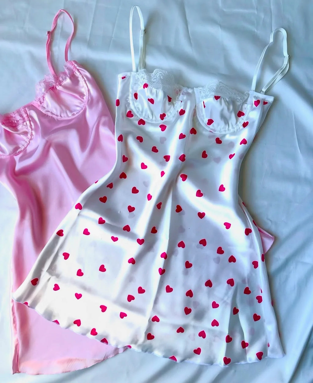 Pink Romantic Satin Babydoll