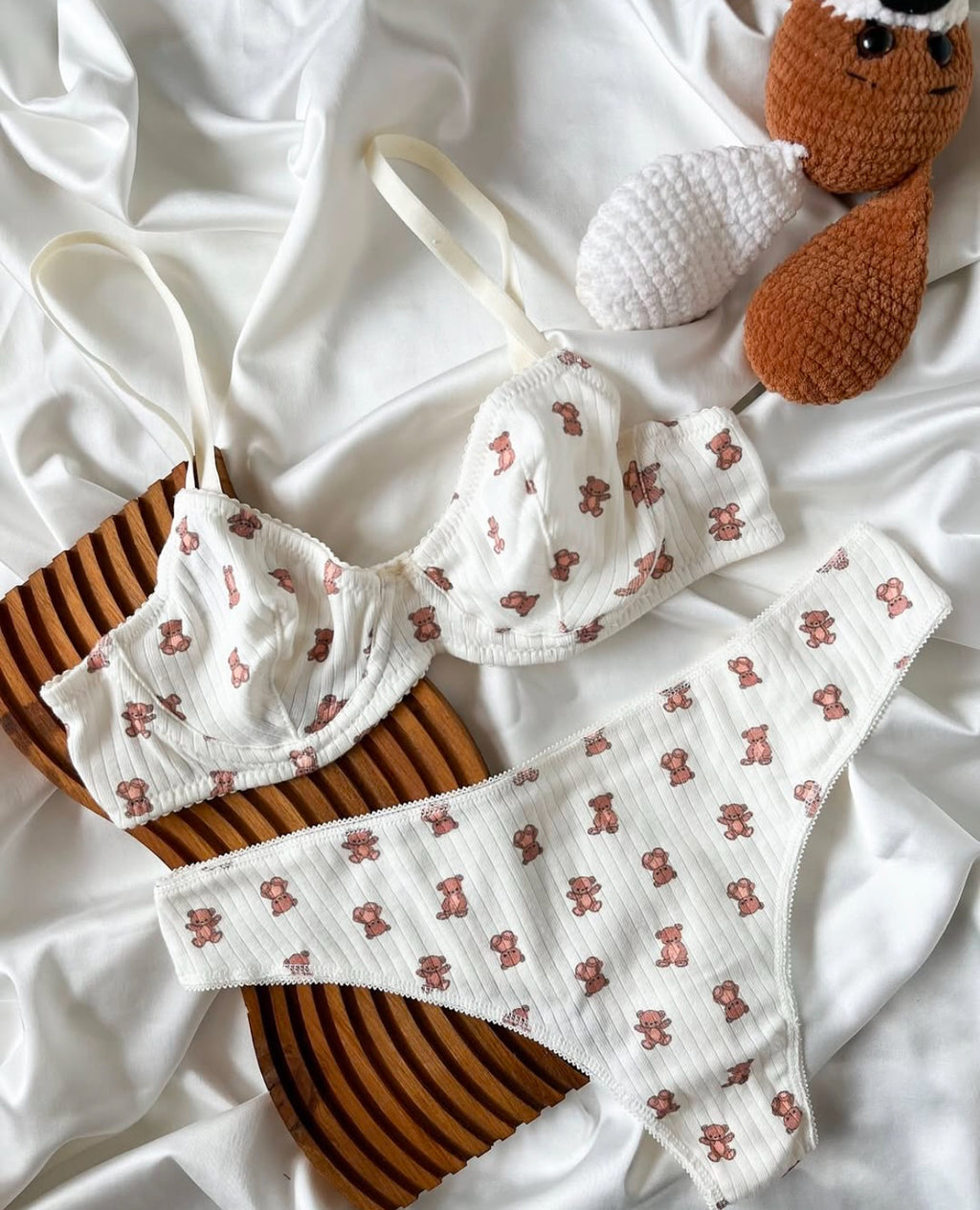 Teddy Cotton Bra Set