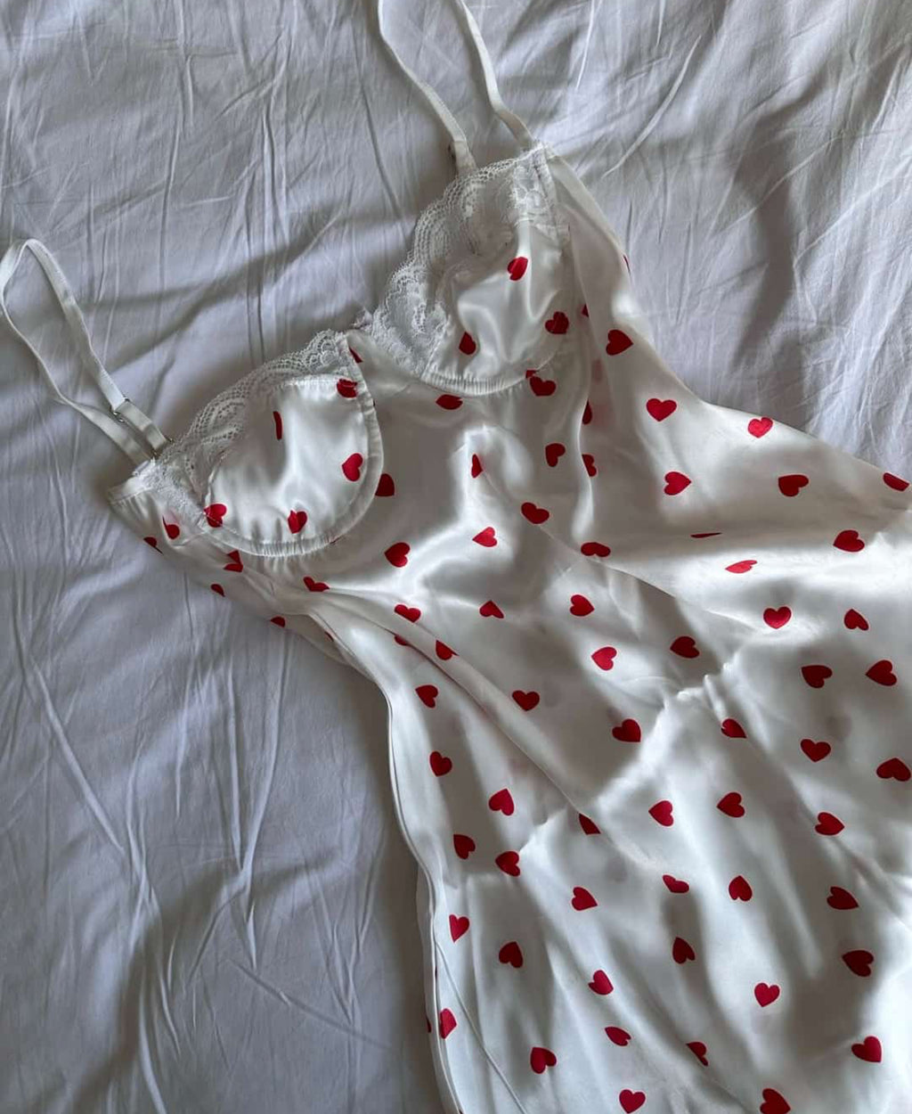 White Love Romantic Satin Babydoll