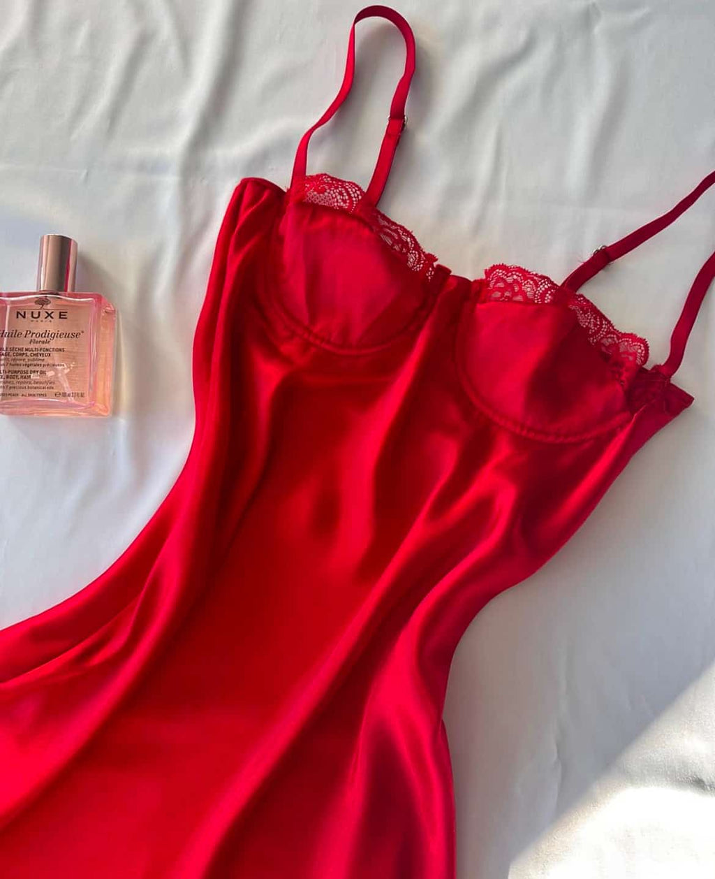 Red Romantic Satin Babydoll