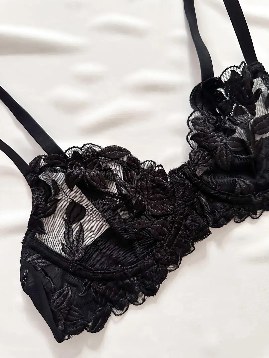 Black Rose Bra Set